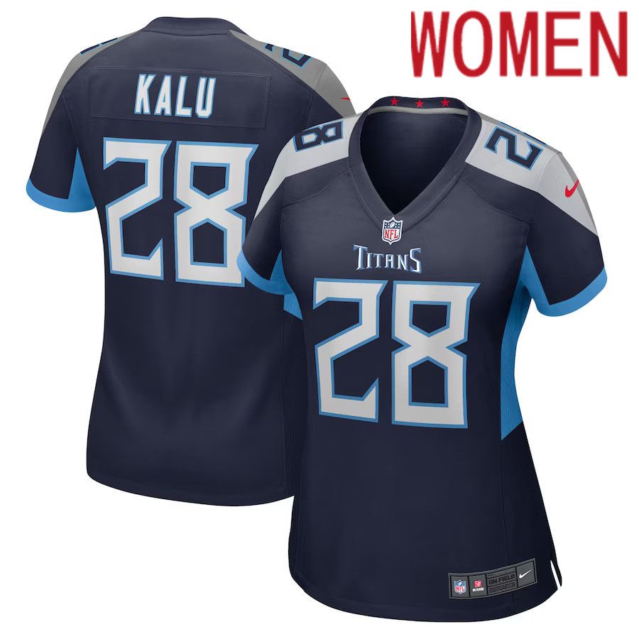 Women Tennessee Titans 28 Joshua Kalu Nike Navy Game Player NFL Jersey